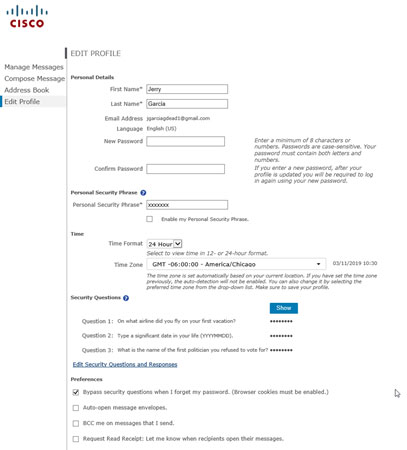 Edit Profile form